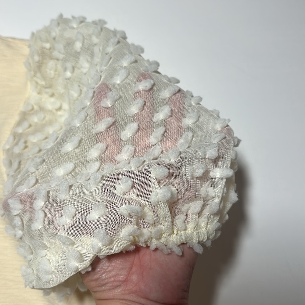 Maeve by Anthropologie Ivory Sheer Puff Short Sleeve Shirt Top - Womens Small - Picture 11 of 14